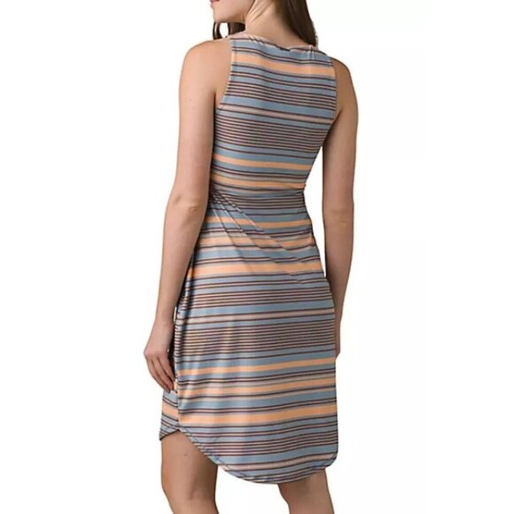 PrAna Emerald Lake Red Clay Stripe Dress Size Medium NWT - Picture 2 of 7